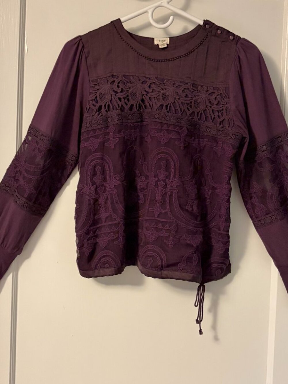 Anthropologie Tiny lace blouse size small boho romantic feminine sheer details